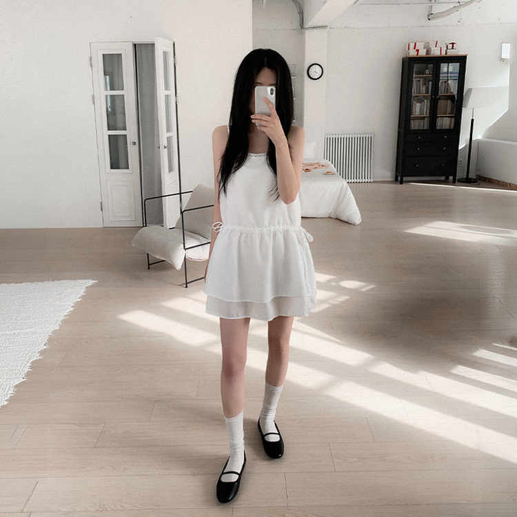 シフォンレイヤードミニキャミソールワンピース IVORY