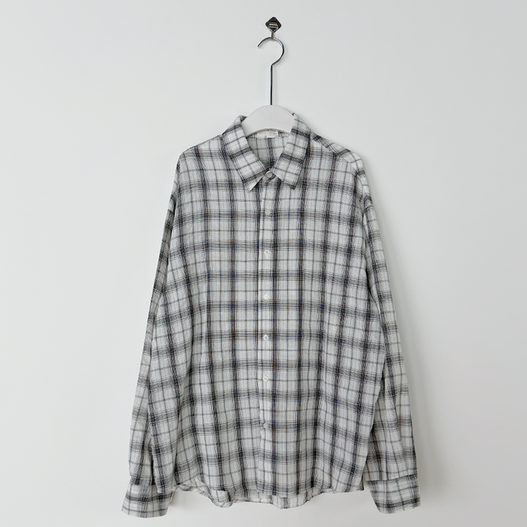 ビンテージチェックロングシアーシャツ(6color)