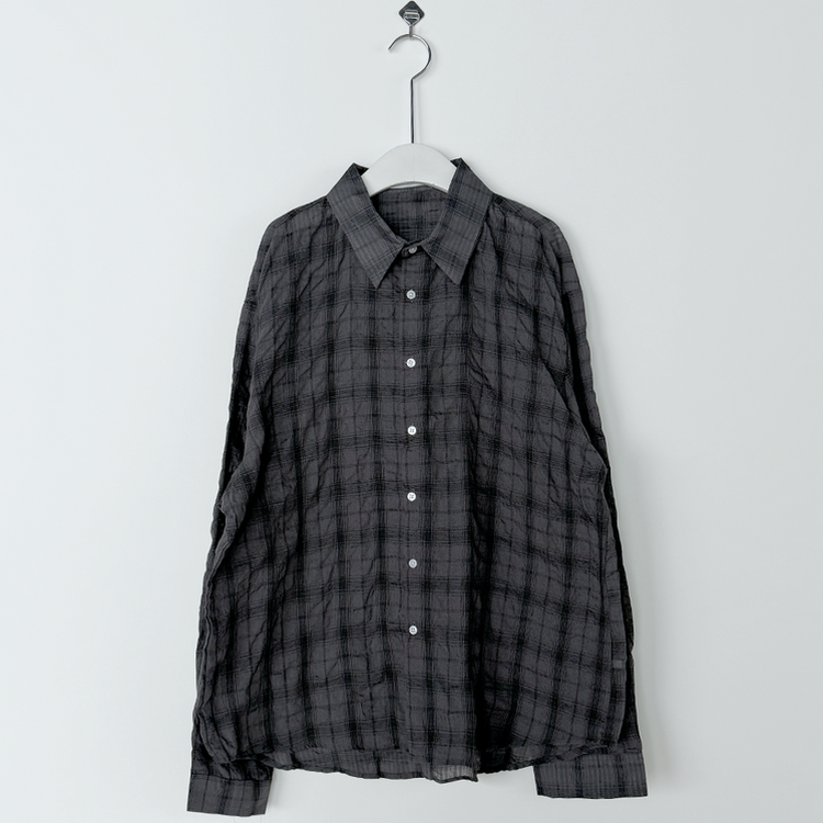 ビンテージチェックロングシアーシャツ(6color)
