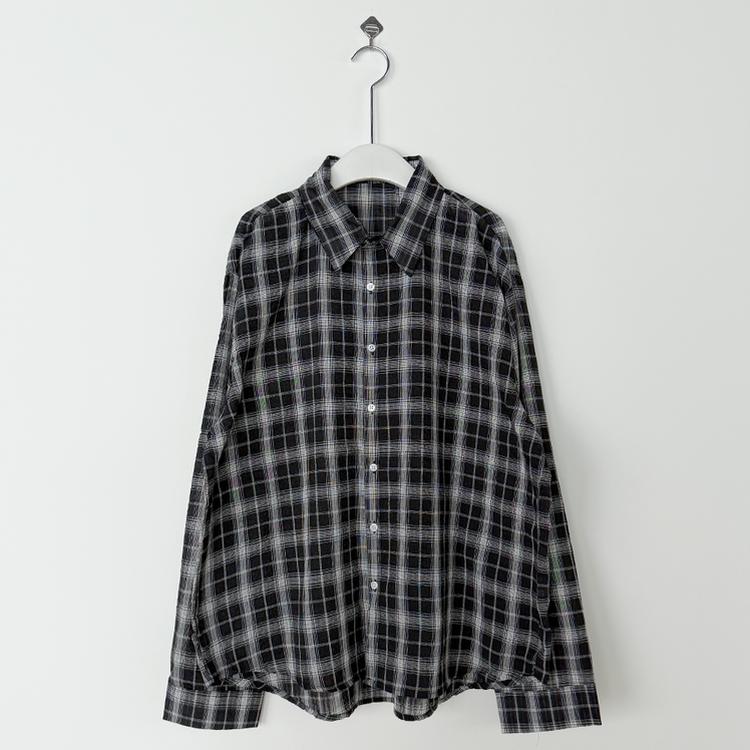 ビンテージチェックロングシアーシャツ(6color)