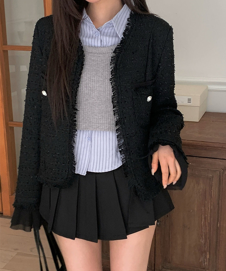 一体型レイヤードビスチェシャツ GREY