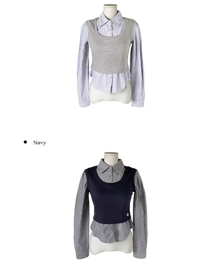 一体型レイヤードビスチェシャツ