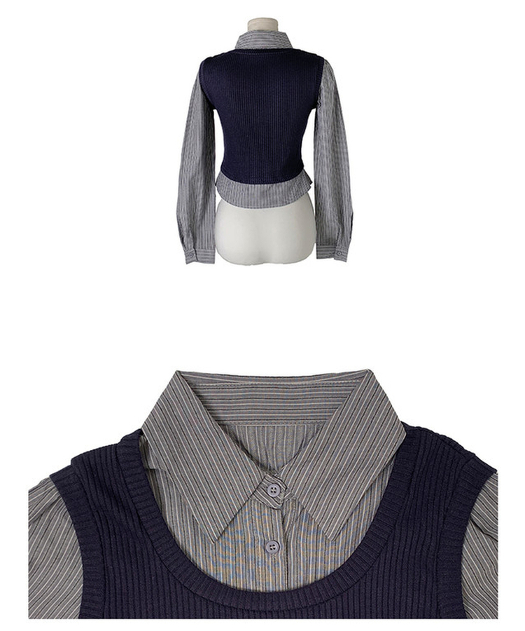 一体型レイヤードビスチェシャツ