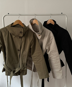 ハイネックコットンショートトレンジャケット