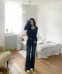 【SET】フラワーレースキャミソール＋カーディガン NAVY