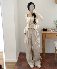 【SET】フラワーレースキャミソール＋カーディガン IVORY