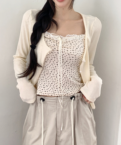 【SET】フラワーレースキャミソール＋カーディガン IVORY