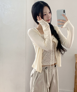 【SET】フラワーレースキャミソール＋カーディガン IVORY