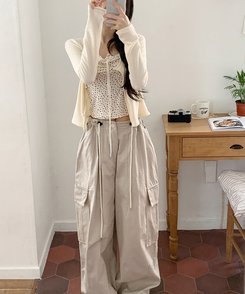 【SET】フラワーレースキャミソール＋カーディガン IVORY