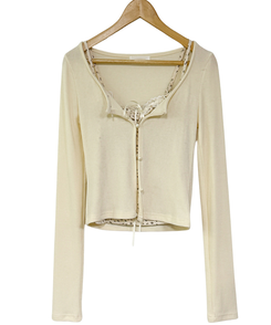 【SET】フラワーレースキャミソール＋カーディガン