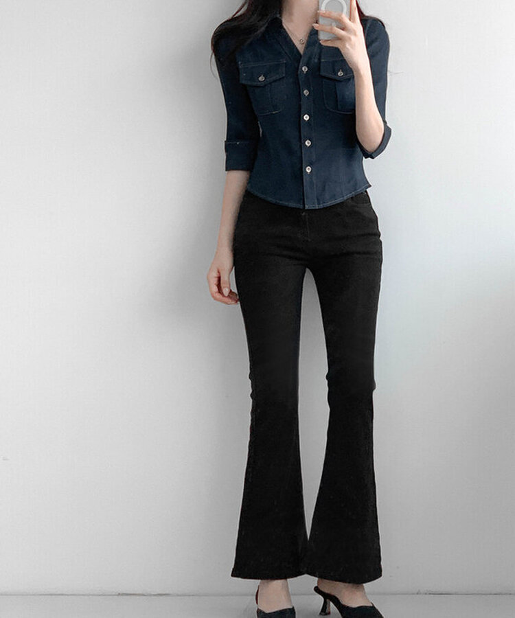 デイリーブーツカットデニムパンツ(6color) BLACK