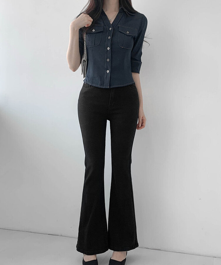 デイリーブーツカットデニムパンツ(6color) BLACK