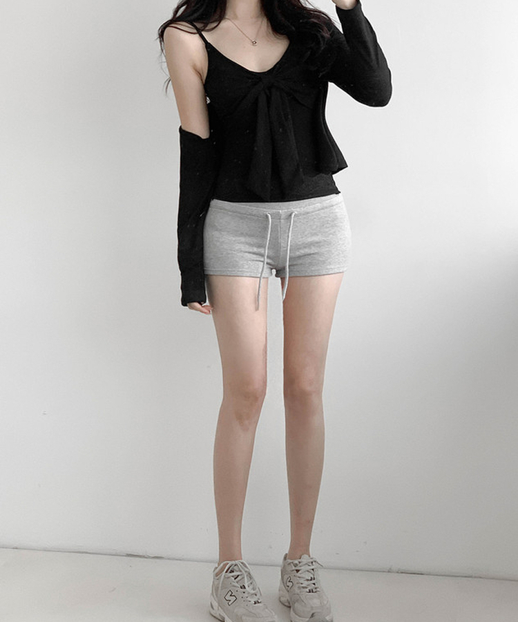 【SET】【カップ付き】リボンキャミソール カーディガン BLACK