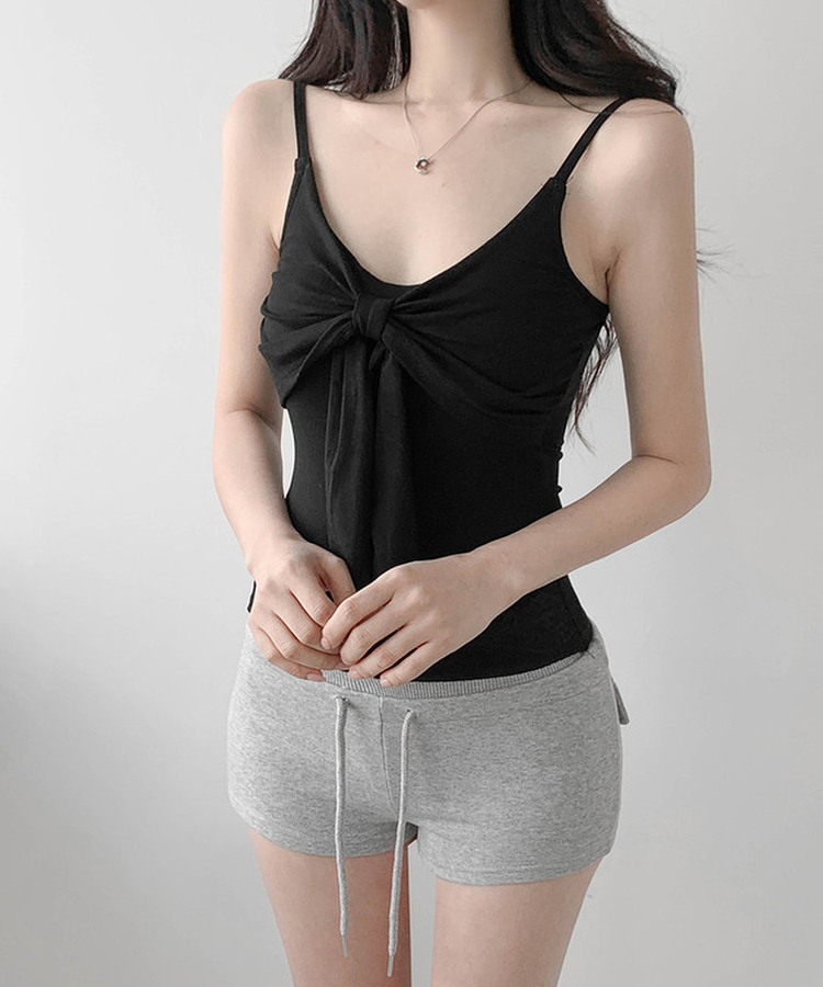 【SET】【カップ付き】リボンキャミソール カーディガン BLACK