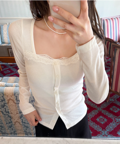 レーズスクエアネックTシャツ CREAM