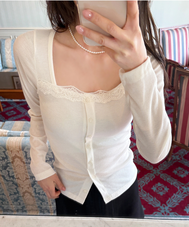 レーズスクエアネックTシャツ CREAM