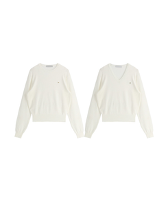 (MADE／イージーウォッシャブル／2ネックタイプ)   ペンダント ラウンド・Vネック ウォッシャブル 長袖 ニット