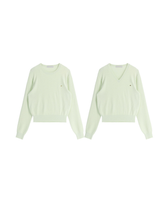 (MADE／イージーウォッシャブル／2ネックタイプ)   ペンダント ラウンド・Vネック ウォッシャブル 長袖 ニット