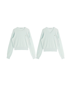 (MADE／イージーウォッシャブル／2ネックタイプ)   ペンダント ラウンド・Vネック ウォッシャブル 長袖 ニット