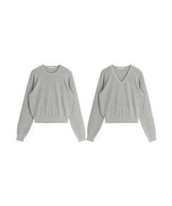 (MADE／イージーウォッシャブル／2ネックタイプ)   ペンダント ラウンド・Vネック ウォッシャブル 長袖 ニット