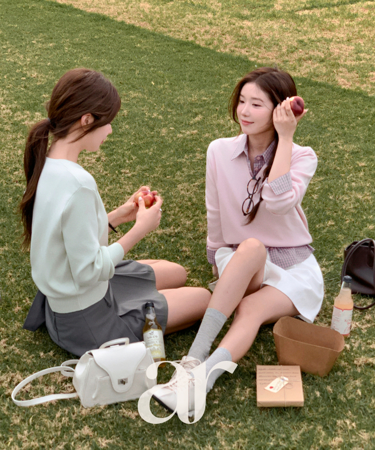 (MADE／イージーウォッシャブル／2ネックタイプ)   ペンダント ラウンド・Vネック ウォッシャブル 長袖 ニット   MELON MINT