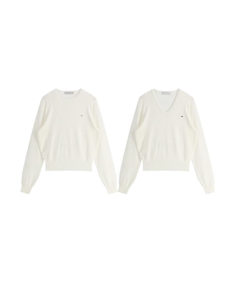 (MADE／イージーウォッシャブル／2ネックタイプ)   ペンダント ラウンド・Vネック ウォッシャブル 長袖 ニット