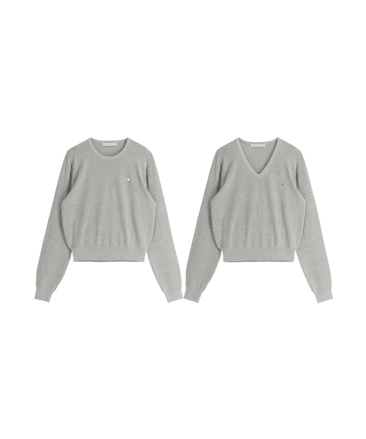 (MADE／イージーウォッシャブル／2ネックタイプ)   ペンダント ラウンド・Vネック ウォッシャブル 長袖 ニット