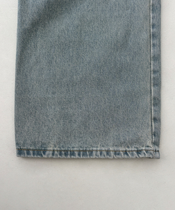 【丈別】ハイウエストウォッシングワイドデニムパンツ