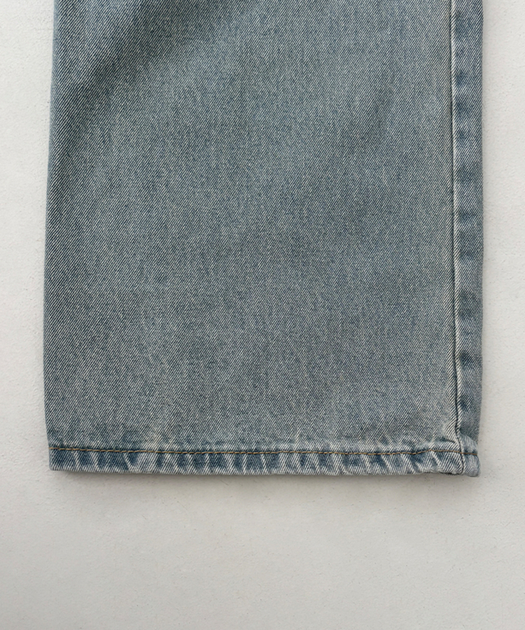 【丈別】ハイウエストウォッシングワイドデニムパンツ