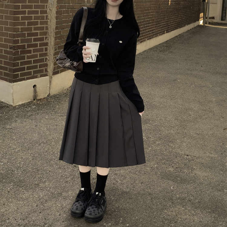 ビンテージプリーツミディスカート CHARCOAL