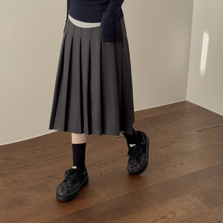 ビンテージプリーツミディスカート CHARCOAL