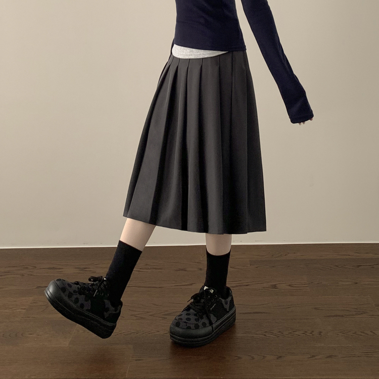 ビンテージプリーツミディスカート CHARCOAL