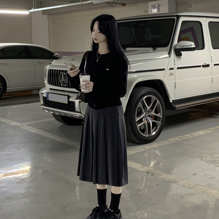 ビンテージプリーツミディスカート CHARCOAL