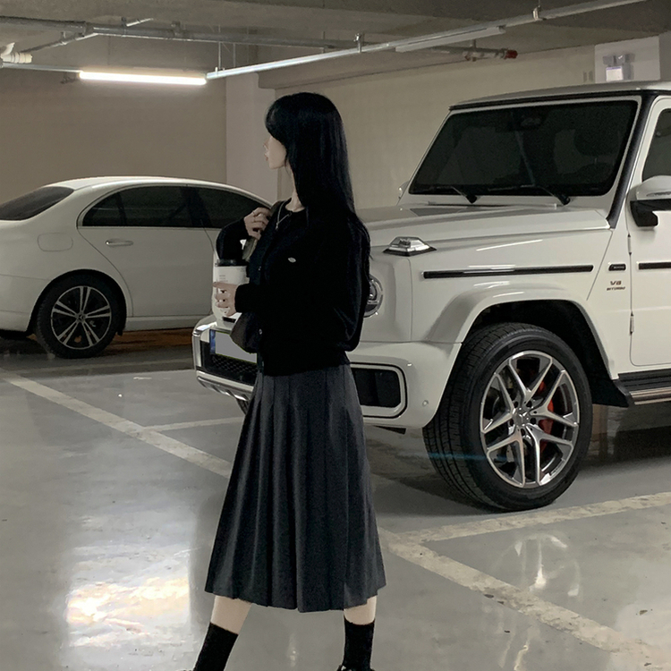 ビンテージプリーツミディスカート CHARCOAL