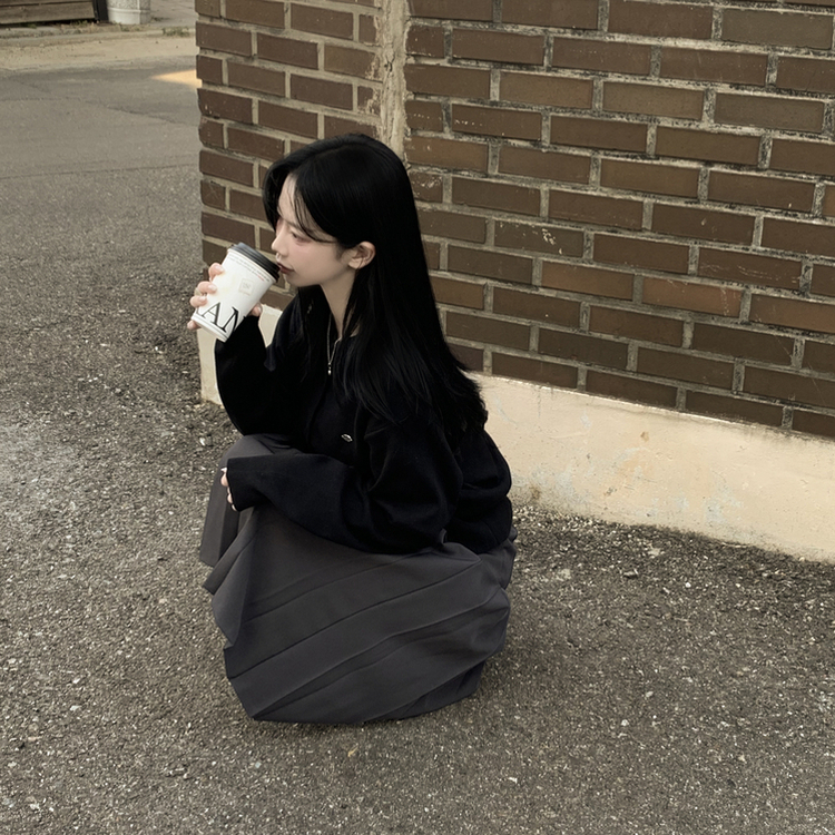 ビンテージプリーツミディスカート CHARCOAL