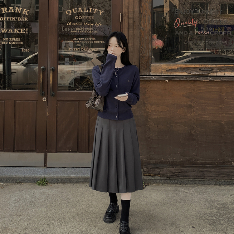 ビンテージプリーツミディスカート CHARCOAL