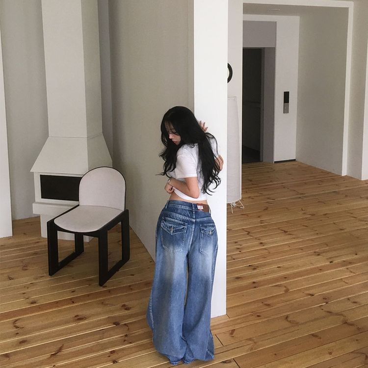 【丈別】バルーンワイドデニム MID DENIM