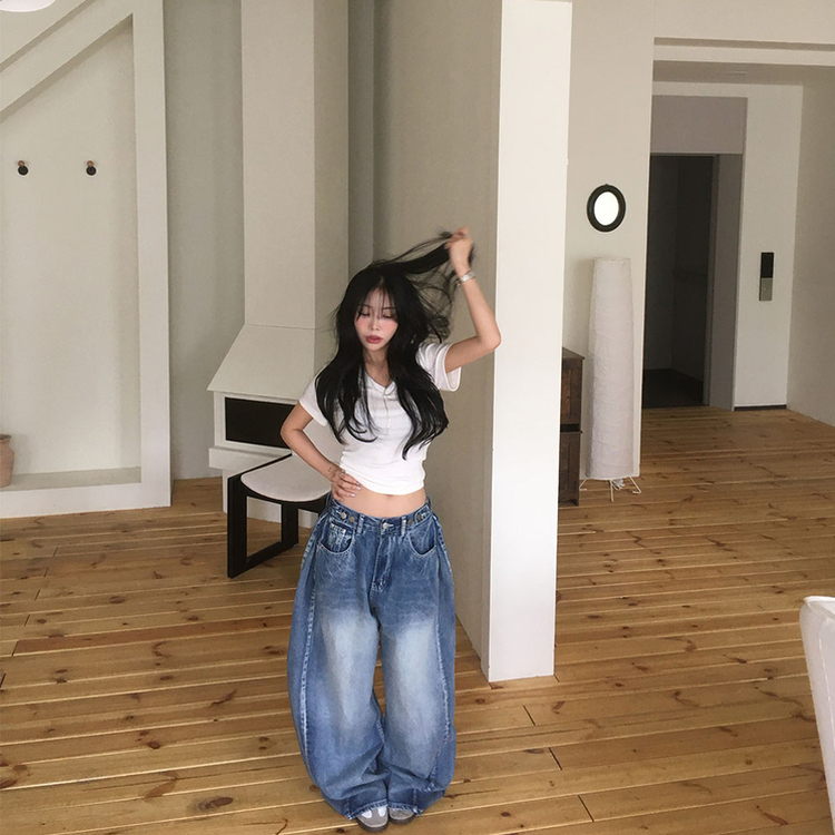 【丈別】バルーンワイドデニム MID DENIM