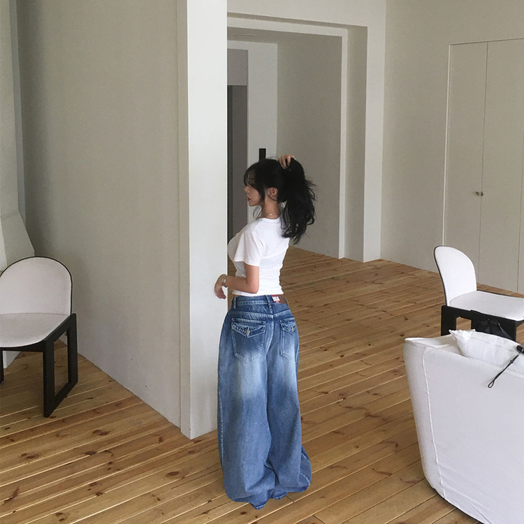 【丈別】バルーンワイドデニム MID DENIM