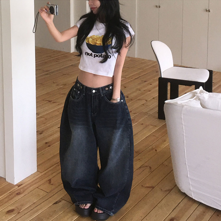 【丈別】バルーンワイドデニム BLACK DENIM