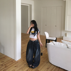 ユニークプリントクロップドTシャツ WHITE