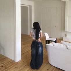 ユニークプリントクロップドTシャツ WHITE