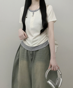 レイヤードシアリング半袖Tシャツ IVORY