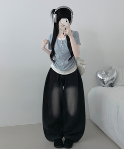 レイヤードシアリング半袖Tシャツ SKY BLUE