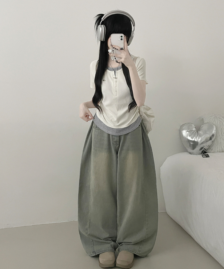 レイヤードシアリング半袖Tシャツ IVORY