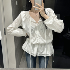 フリルストラップ長袖ブラウス IVORY