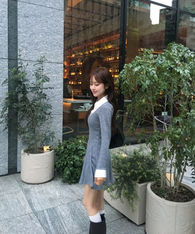 クラシックレイヤードミニワンピース GRAY