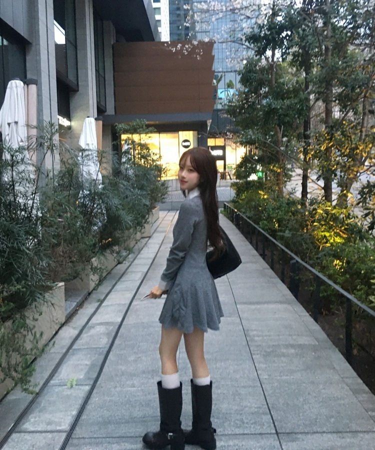 クラシックレイヤードミニワンピース GRAY