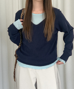 デイリーVネックニット(5color) NAVY