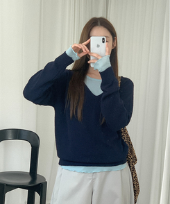 デイリーVネックニット(5color) NAVY